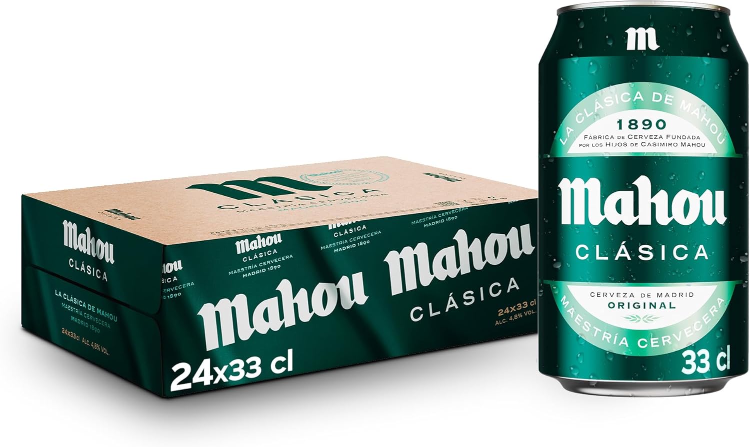 Pack 24 Mahou Clásica Cerveza Lager Dorada 33cl