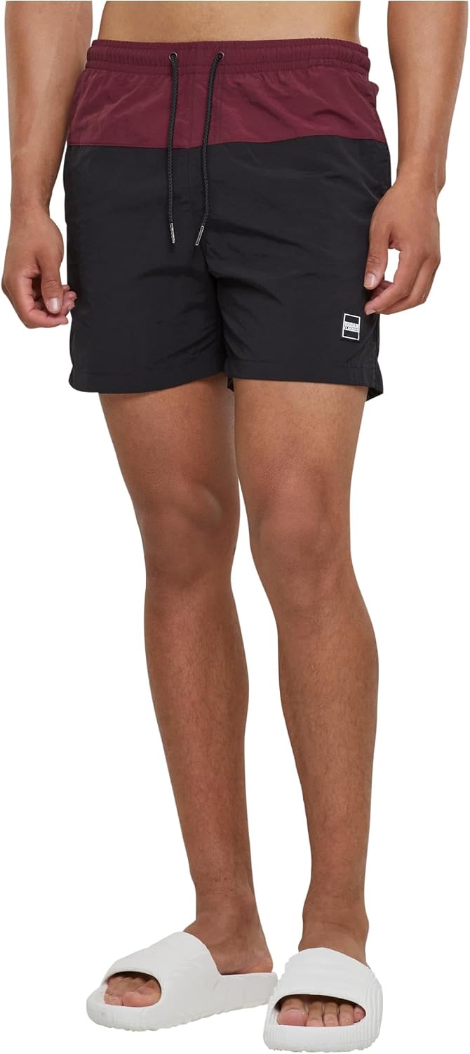 Urban Classics Bañador Block Swim Shorts Hombre Blk/Red