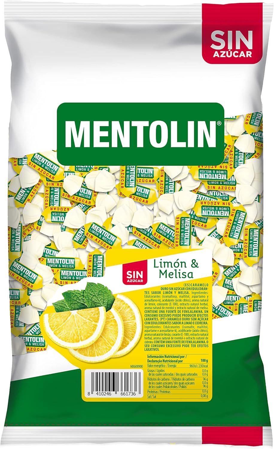 Pack 1 Kg Mentolín Caramelo Balsámico Limón y Melisa sin Azúcar