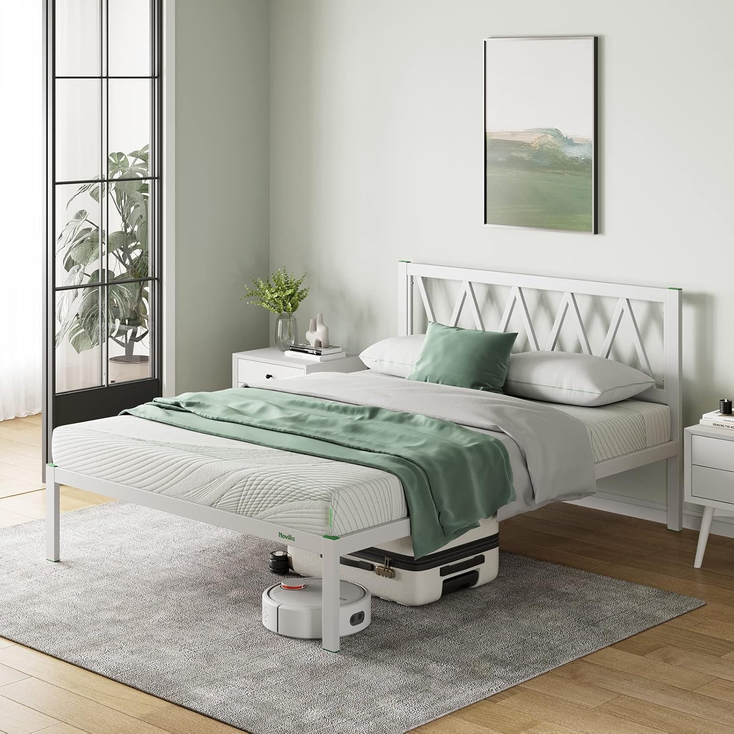 Novilla Somier 180x200 cm con Cabecero 5 Patas Altas Blanco
