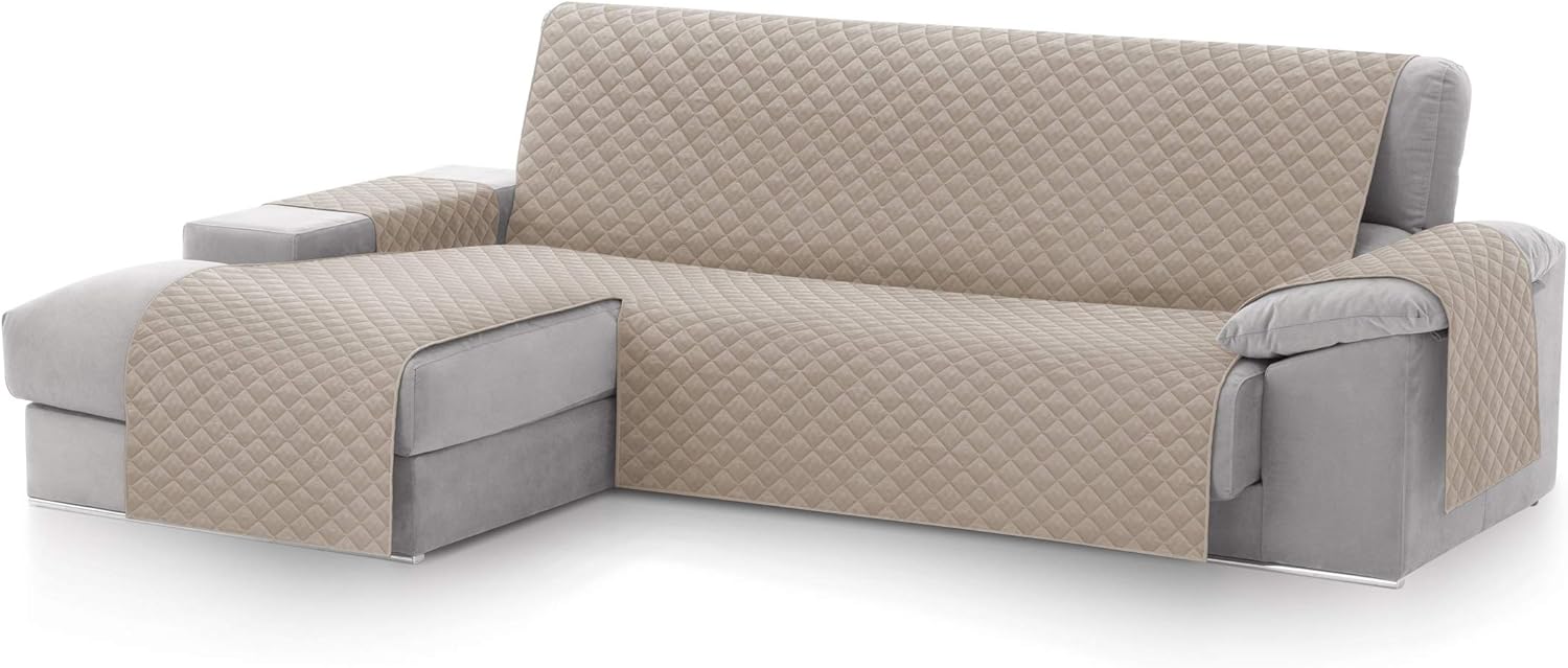 Textilhome Cubre Sofá Chaise Longue Malu Brazo Izquierdo 240 cm Beige