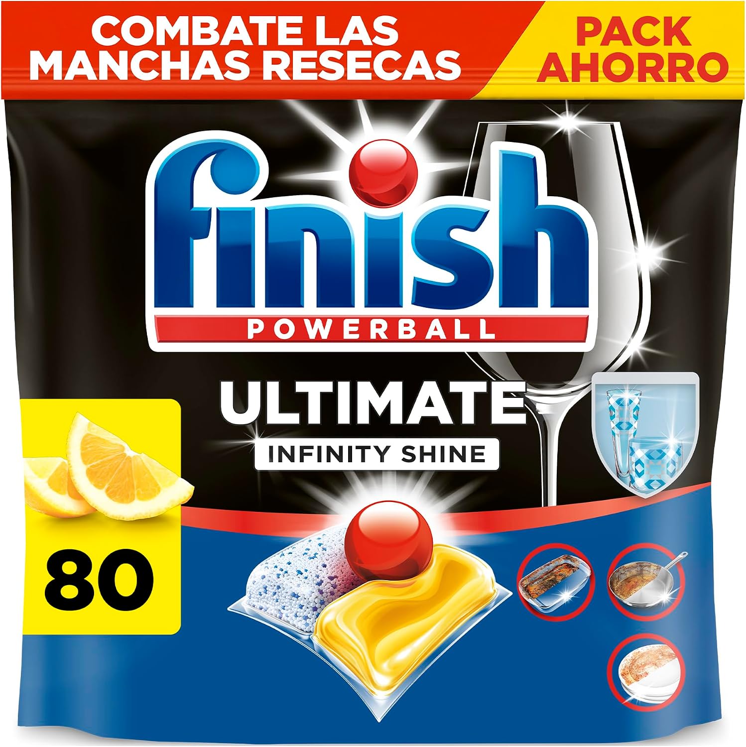 Finish Ultimate Infinity Shine Pastillas Lavavajillas Limón 80 uds