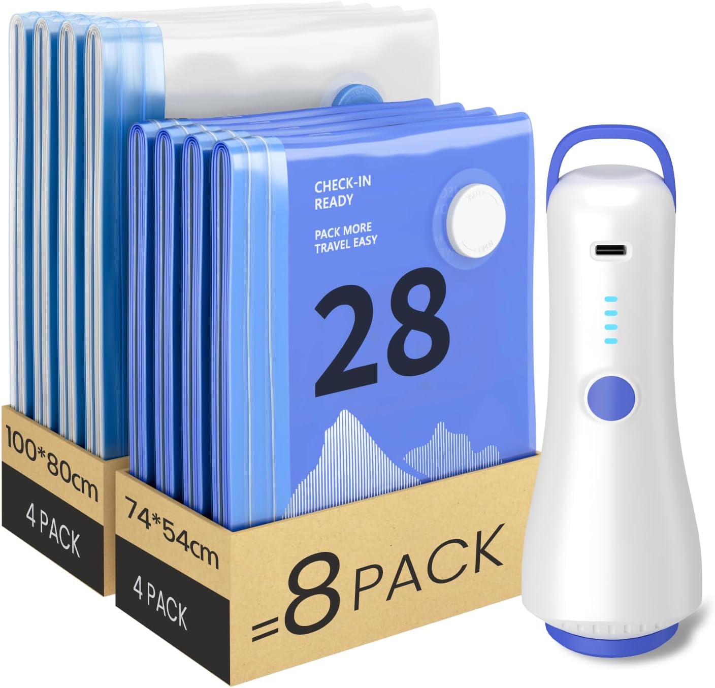 Raplink Pack 12 Bolsas de Almacenamiento al Vacío con Bomba Eléctrica