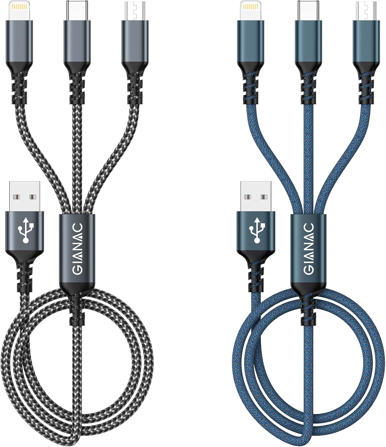 Pack 2 Cables de Carga 3 en 1 ASICEN 1,2 m