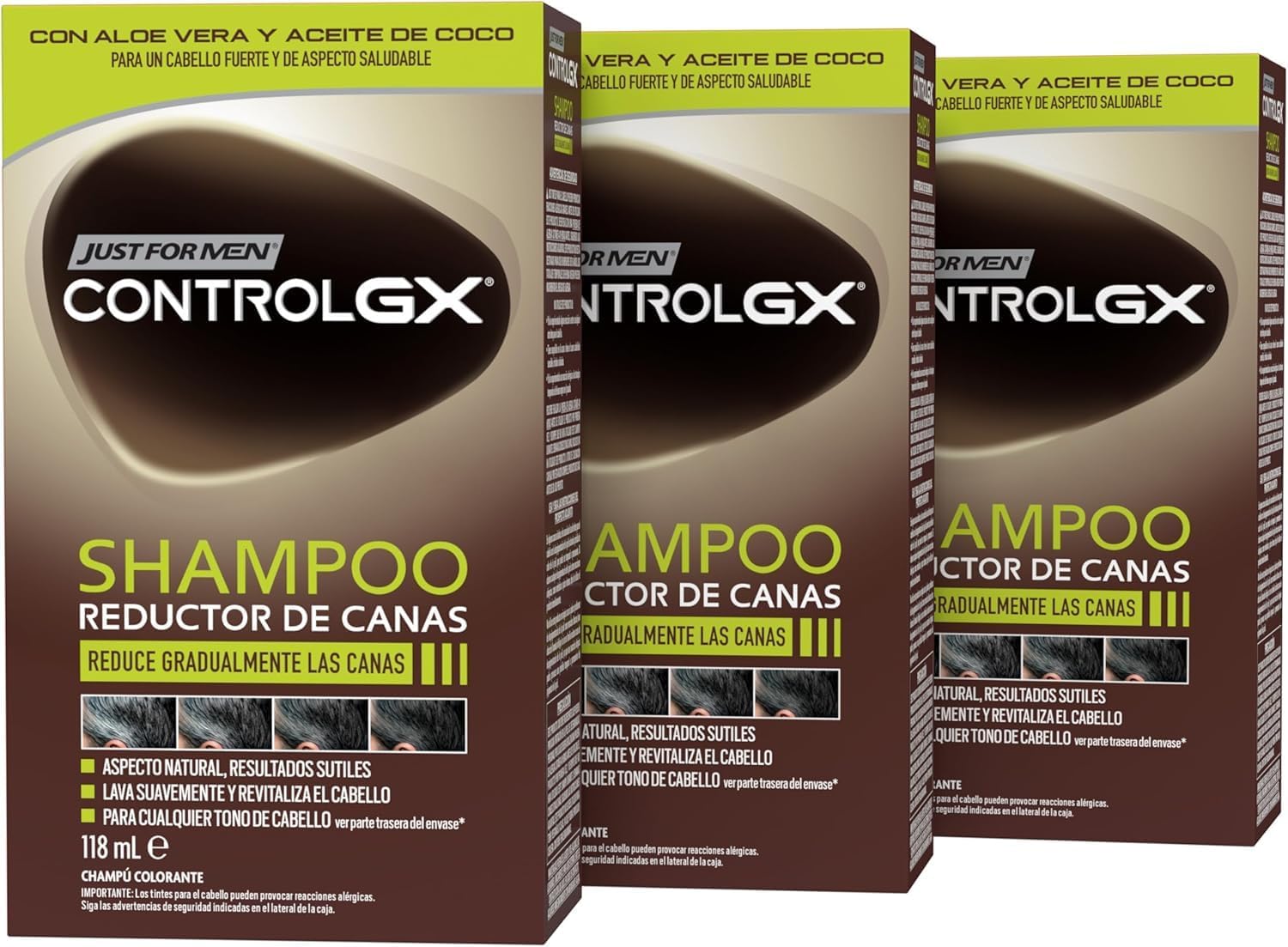 Pack 3 Champús Anticanas Just For Men Control GX 118 ml