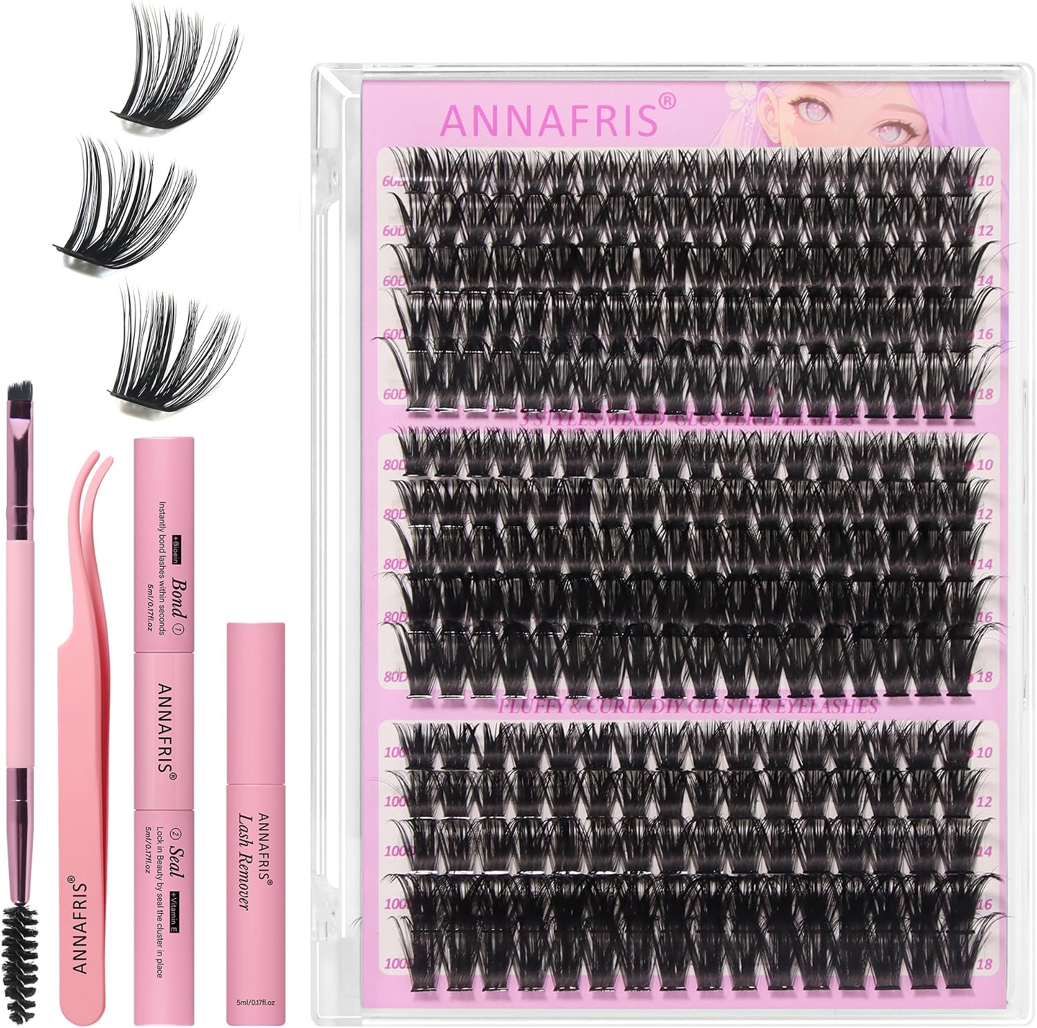 Kit de Pestañas Postizas ANNAFRIS 80D + 100D