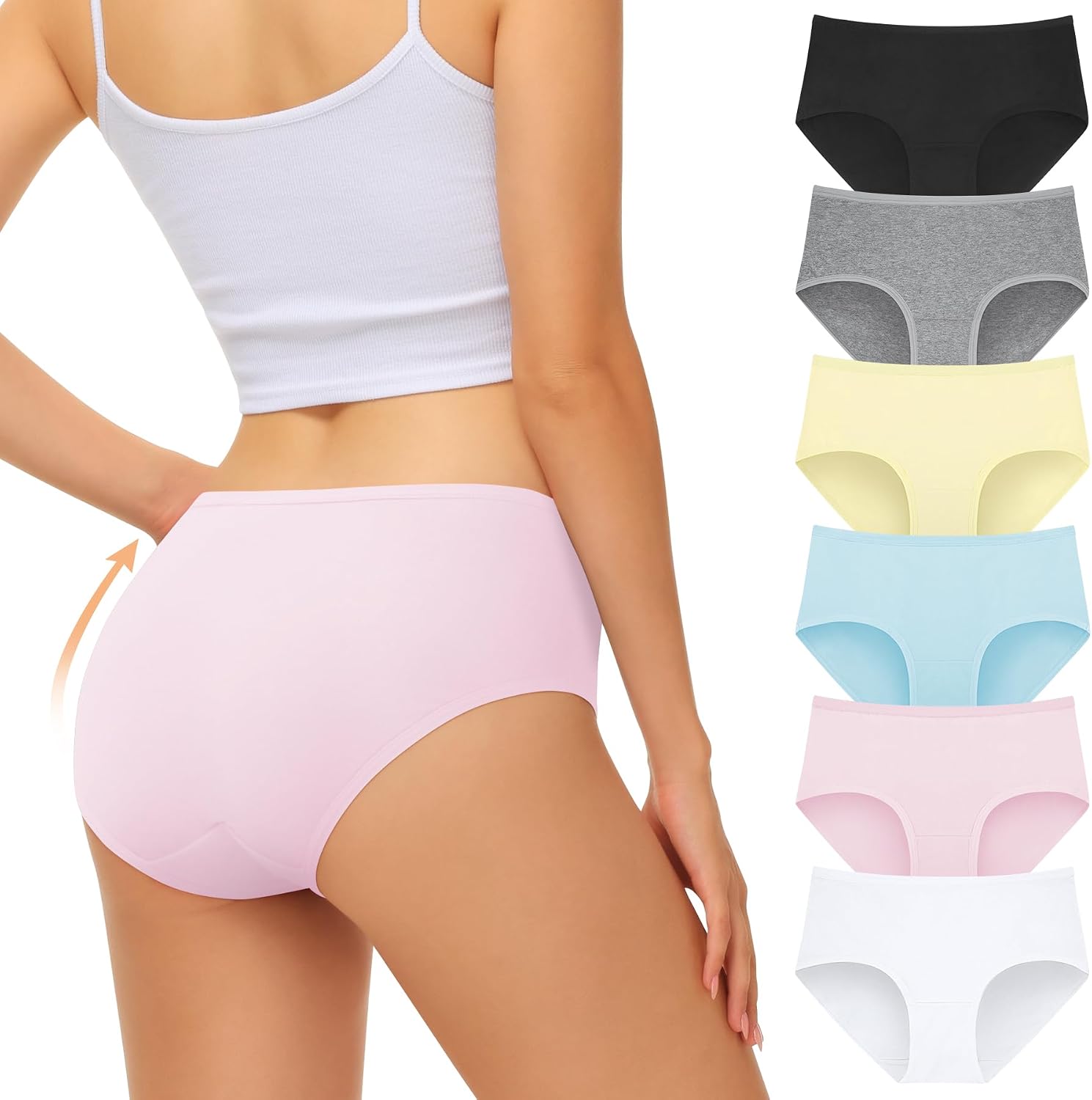 Pack 6 FALARY Bragas Mujer de Cintura Media