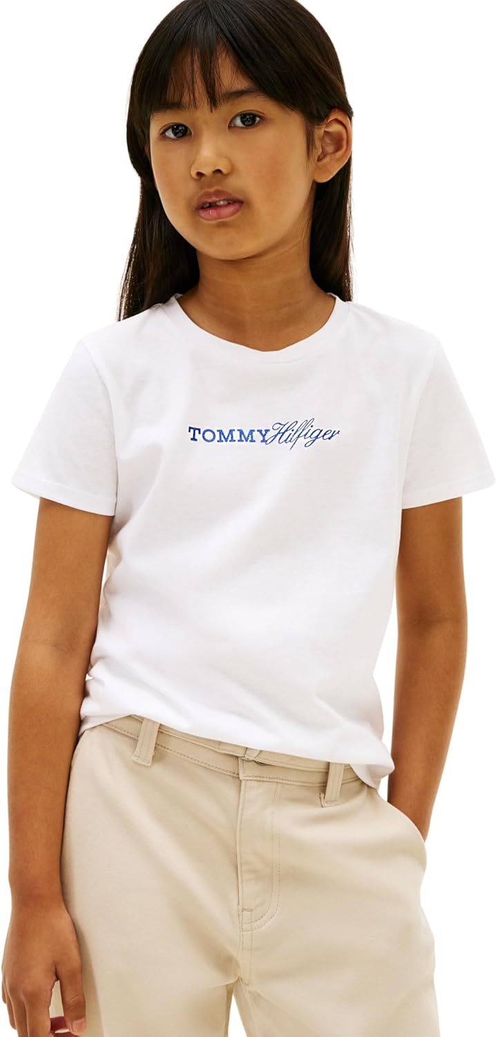 Tommy Hilfiger Tommy Script tee SS Kg0kg09123 Camisetas, White (White), 3 años para N
