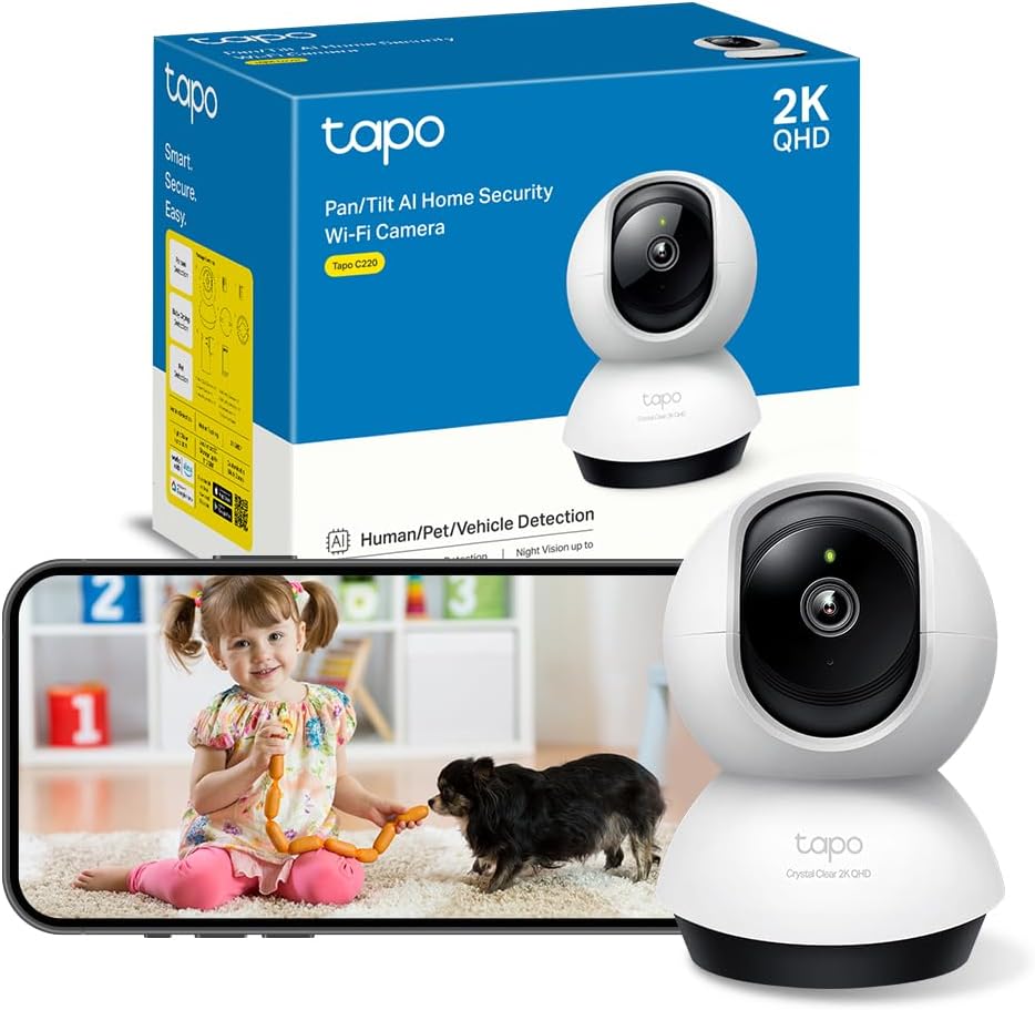 Tapo C220 – IA Cámara Vigilancia 360°, 2K 4MP QHD, Inteligente de IA, Visión Nocturna