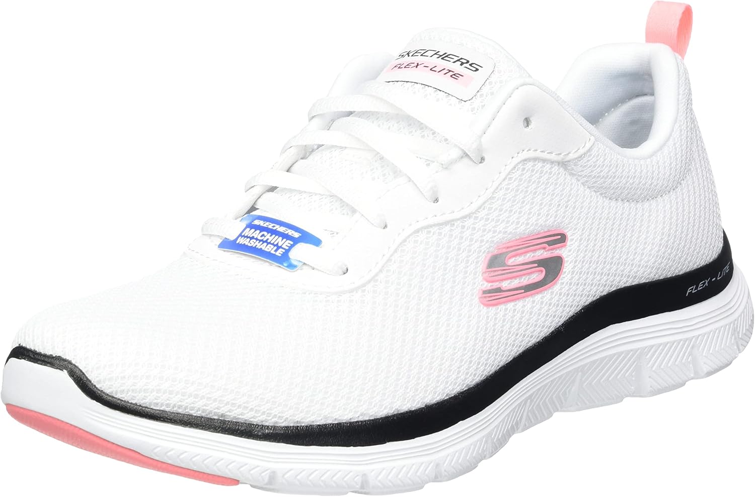 Skechers Flex Appeal 4.0 Brilliant View Regular, Zapatillas Mujer, White Mesh Black P