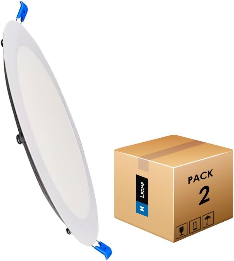 M Ledme – Pack 2, Downlight LED 220mm 20W, 2000 lúmenes, Panel Redondo Extraplano, Co
