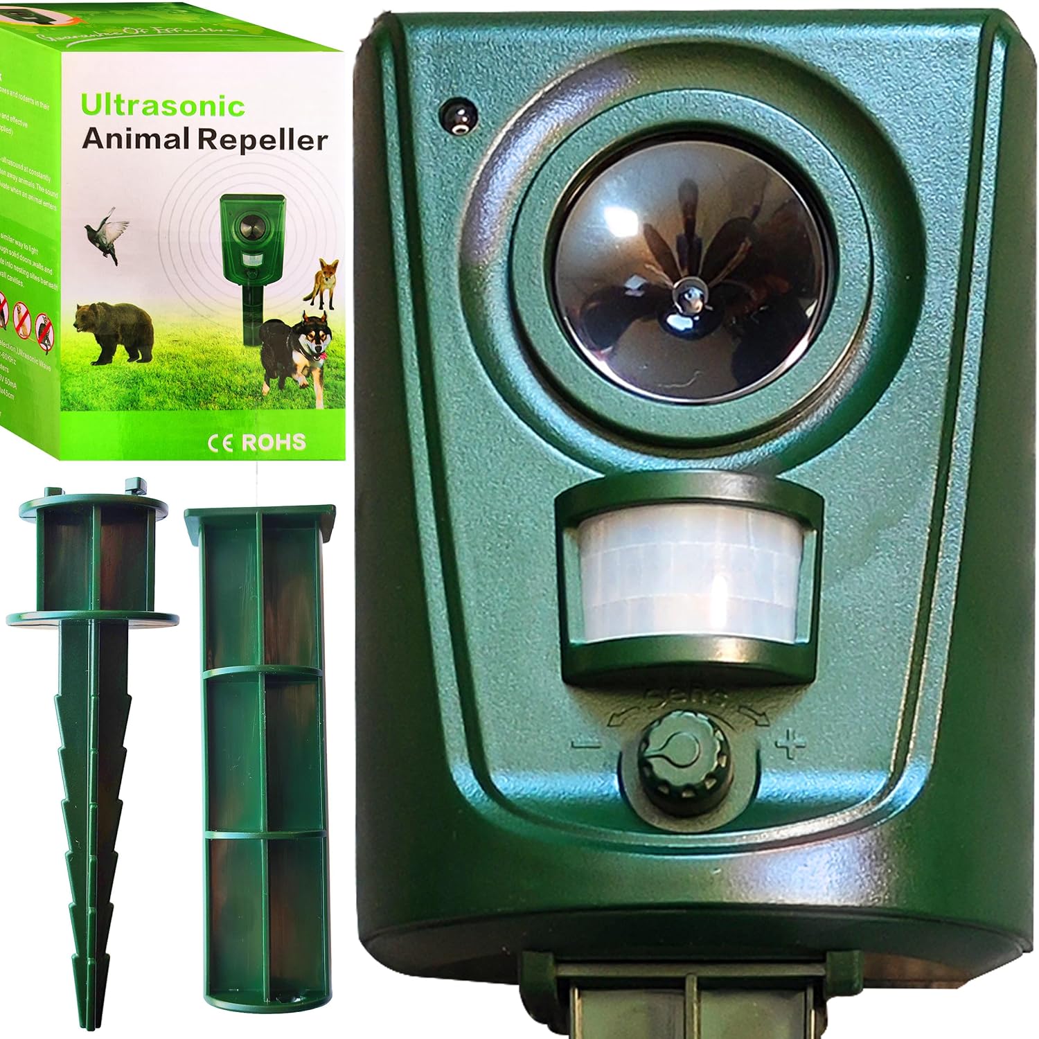 Retoo Repelente Ultrasónico para Animales, Dispositivo Impermeable, Frecuencia 16-60 