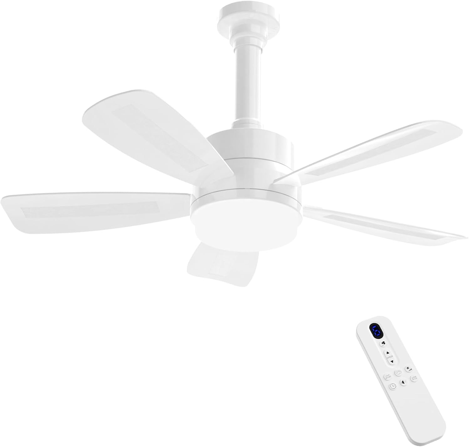 REYLAX Ventilador de Techo con Luz, 50cm E27 LED Lampara Ventilador 2000LM Regulable,