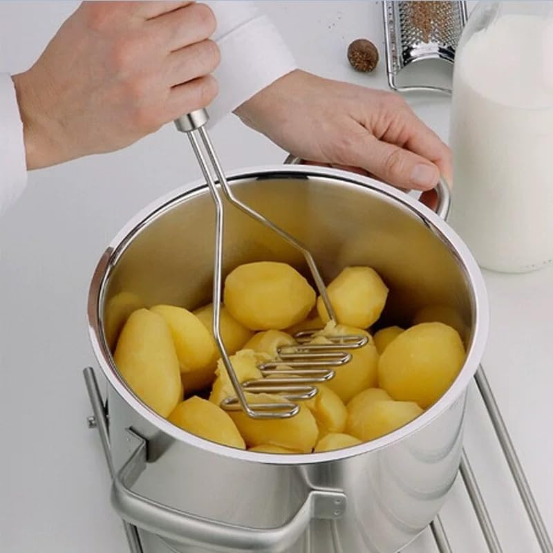 Machacador de patatas de acero inoxidable con mango ergonómico, utensilio de cocina p