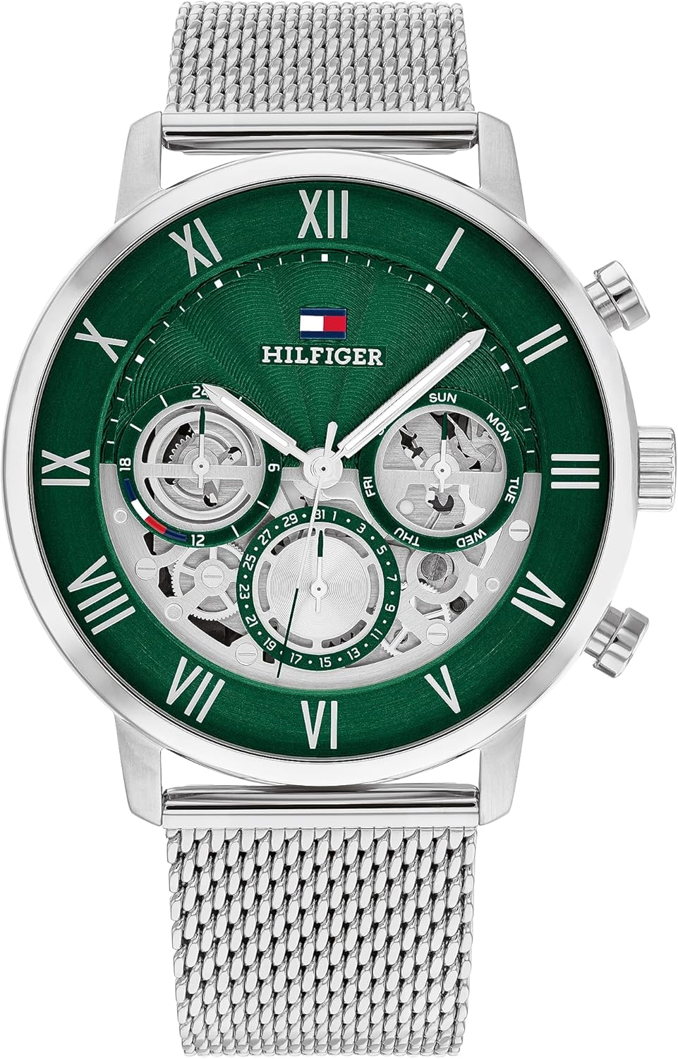 Tommy Hilfiger Reloj Analógico de Cuarzo Multifunción para Hombre con Correa de Malla