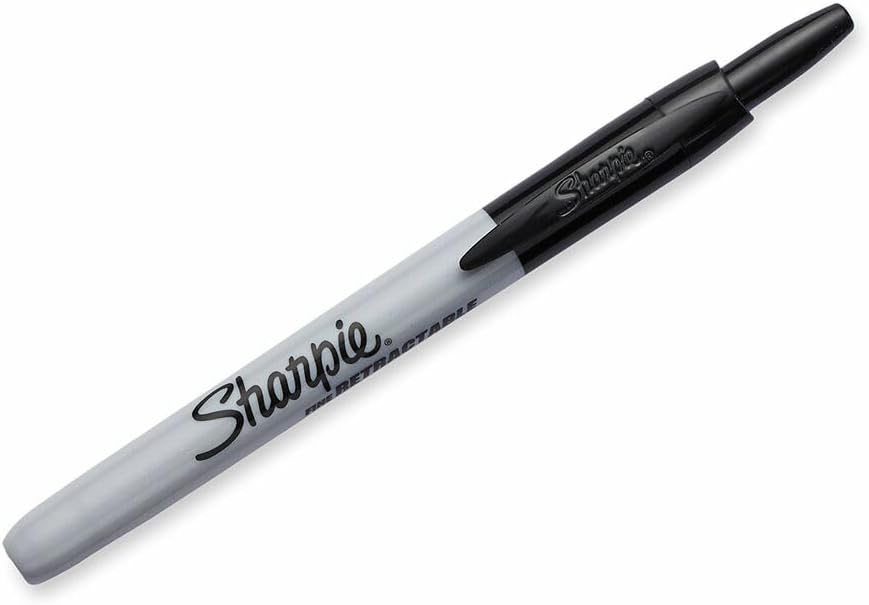 Sharpie rotuladores permanentes retráctil | punta fina | color negro | paquete de 12 