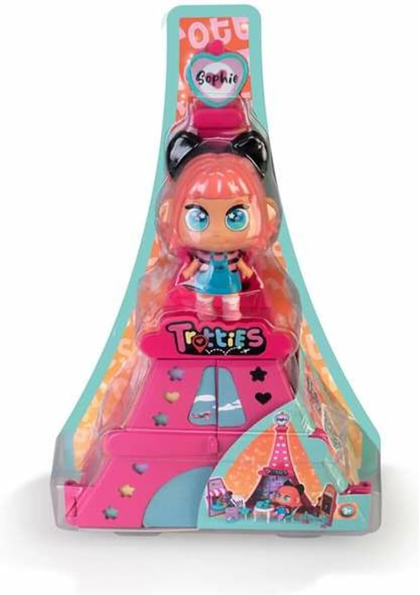 Trotties – Mini Sophie in Paris, Set de Juguete con Torre Eiffel Rosa, 1 Mini muñeca 