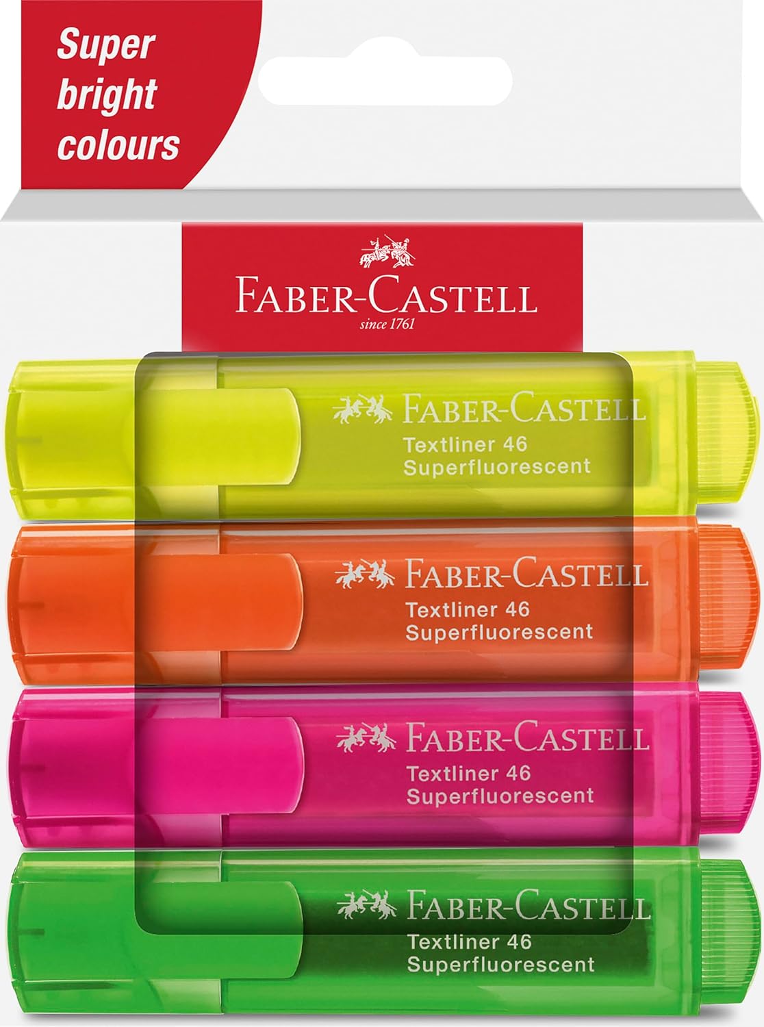 Faber-Castell 254644 – Pack de 4 Subrayadores Textliner 1546 – Tonos Neon 🇪🇸