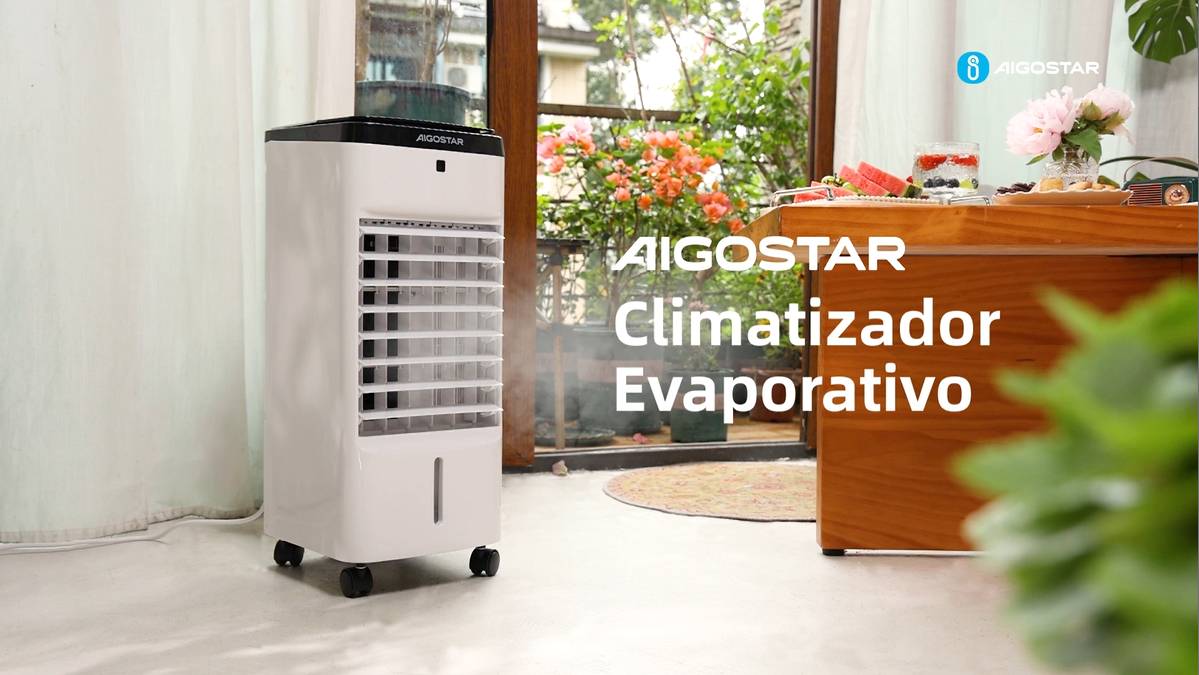 Enfriador de Aire 4 en 1, Climatizador Evaporativo con Ventilador Humidificador Purif