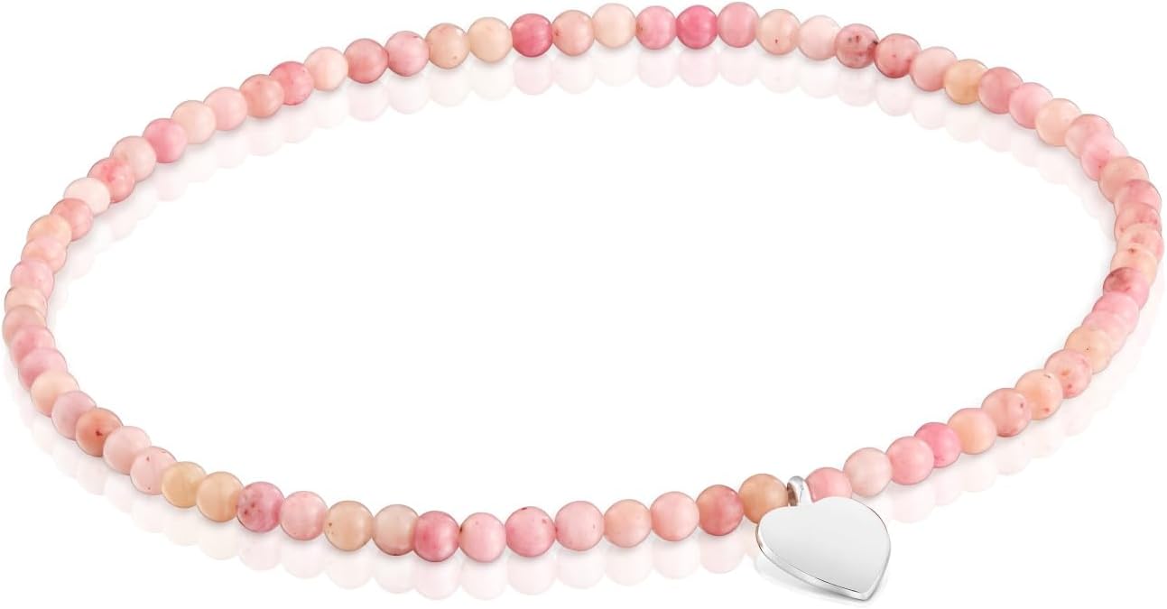 TOUS Pulsera Elástica para Mujer con Bolas Redondas Facetadas de Ópalo Rosa Tratado y