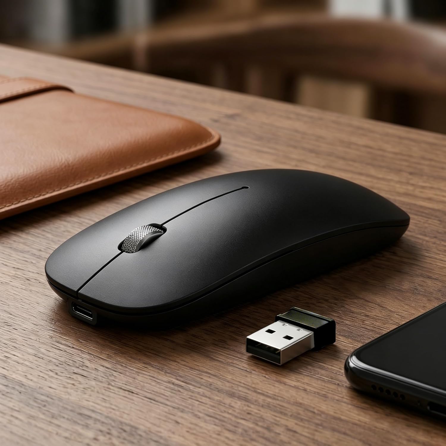 Ratón delgado, clic estándar para laptop, tablet, iMac, MacBook Air, color negro 🇪🇸