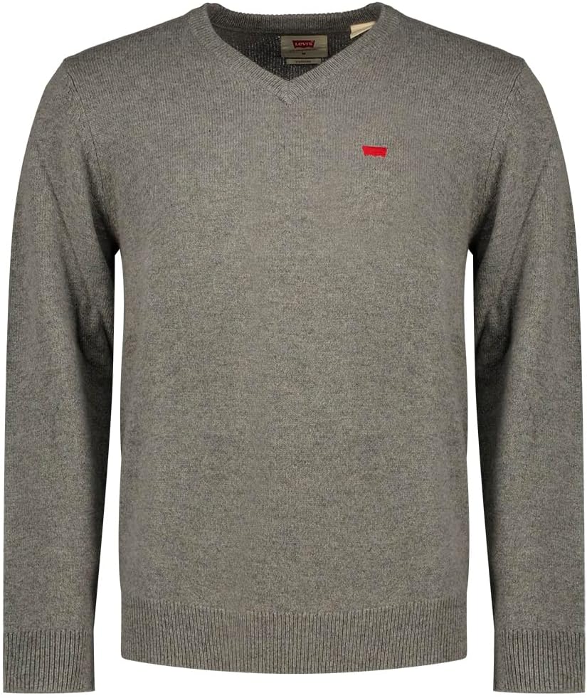 Levi’s Suéter para Hombre con Cuello en V, Mid Tono Grey Heathe, S 🇪🇸