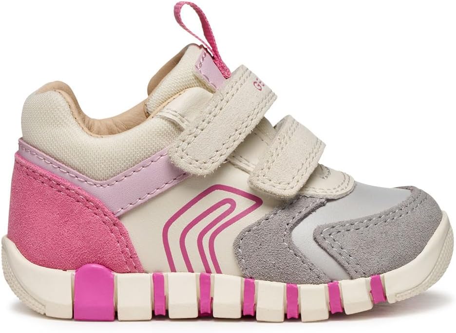 Geox B Iupidoo Girl, First Walker Shoe Bebé-Niñas, Gris Fucsia, 22 EU 🇪🇸