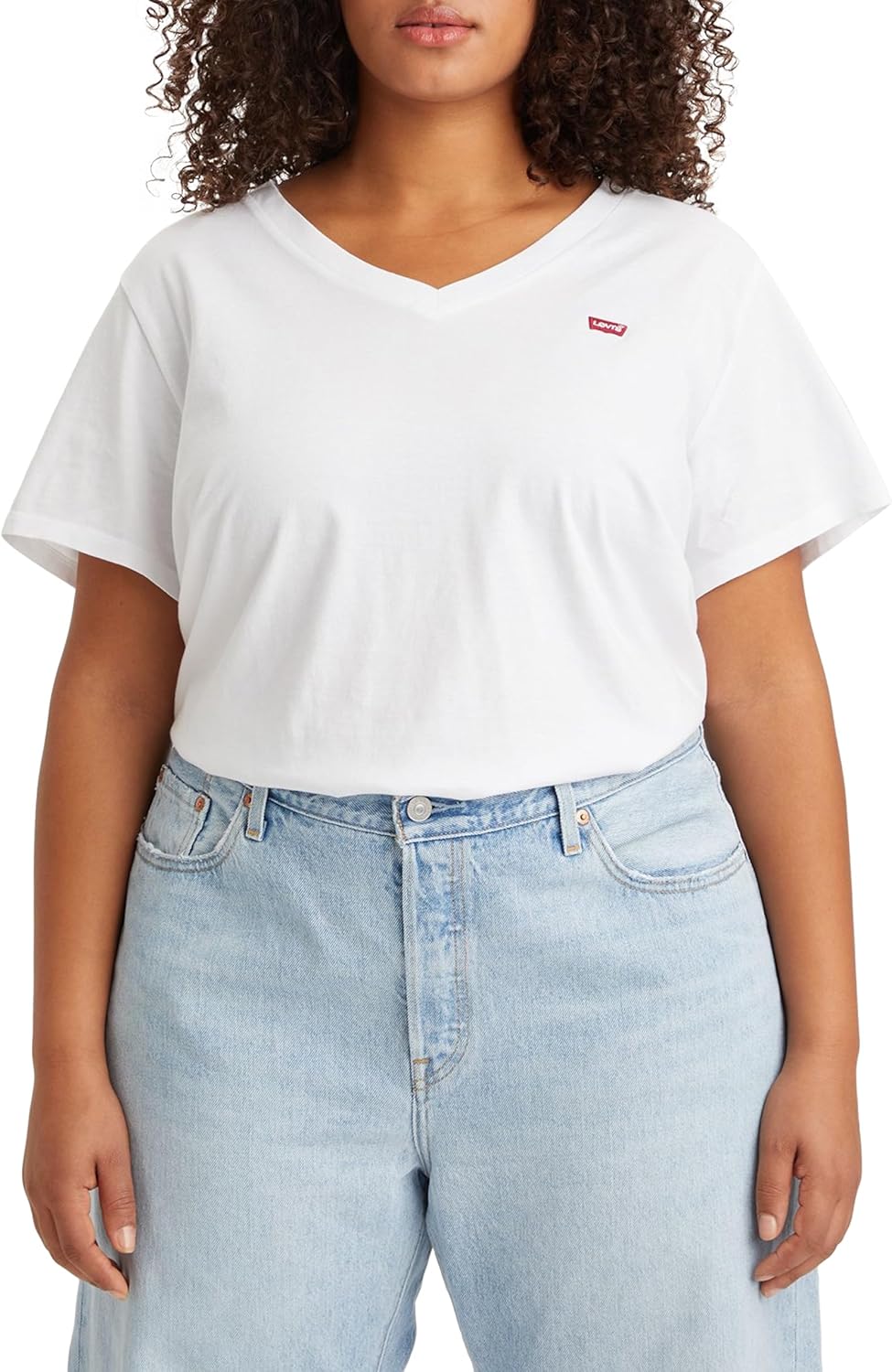 Levi’s Plus Size V-Neck Tee, Mujer, Bright White, 4XL 🇪🇸
