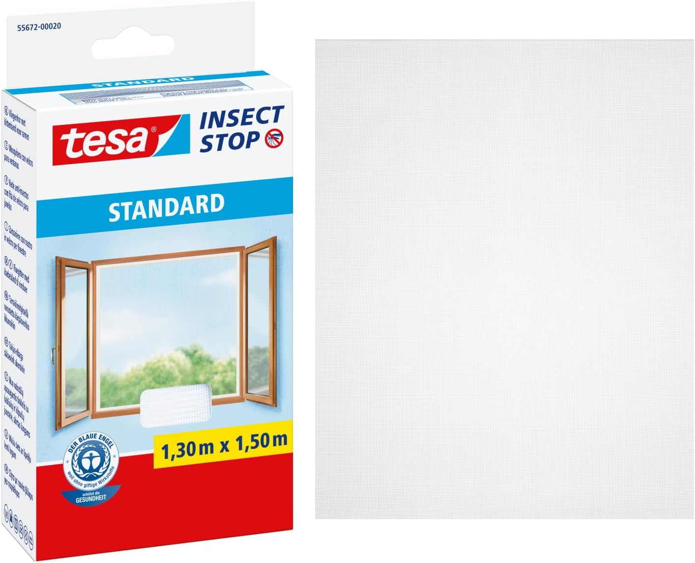 tesa Insect Stop Malla Mosquitera STANDARD para Ventanas, Mosquitera Autoadhesiva, Re