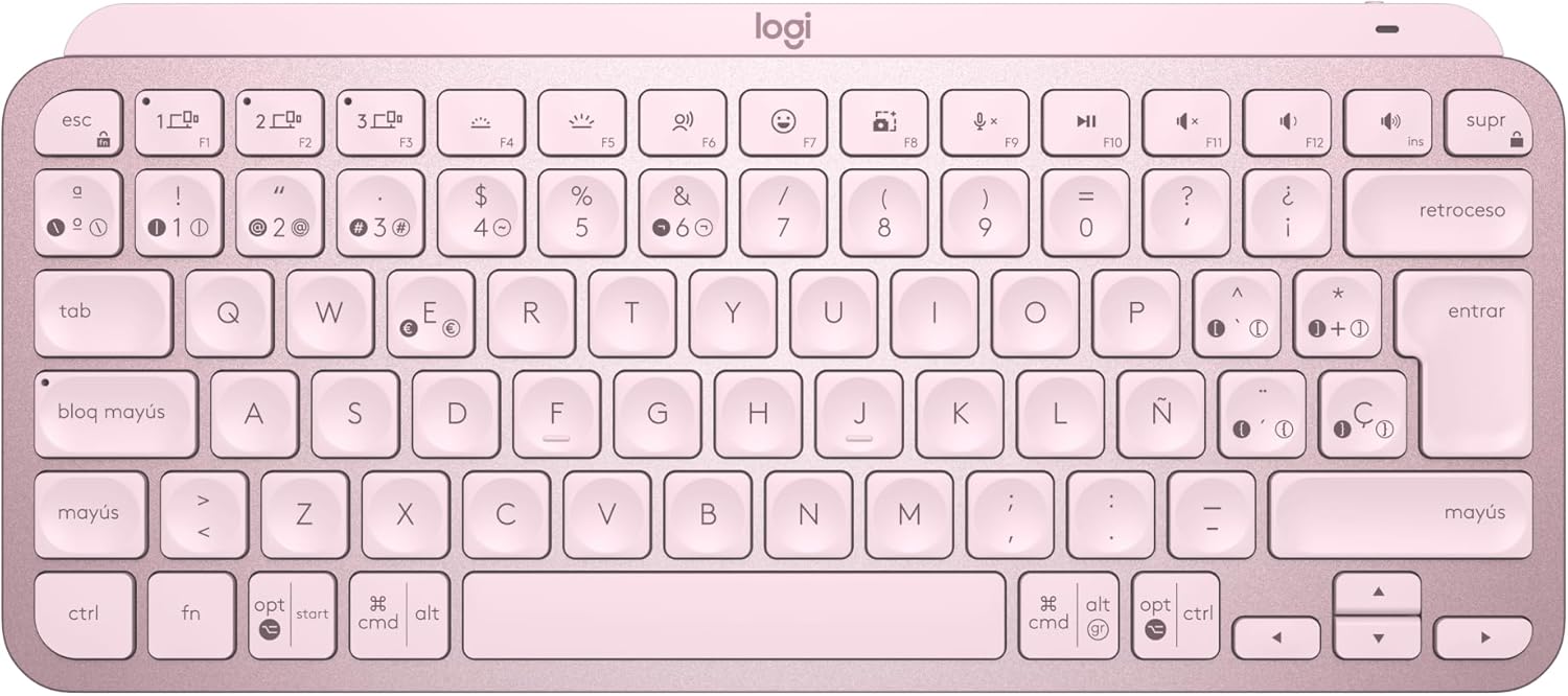 Logitech MX Keys Mini Teclado Inalámbrico Minimalista, Compacto, Bluetooth, Retroilum