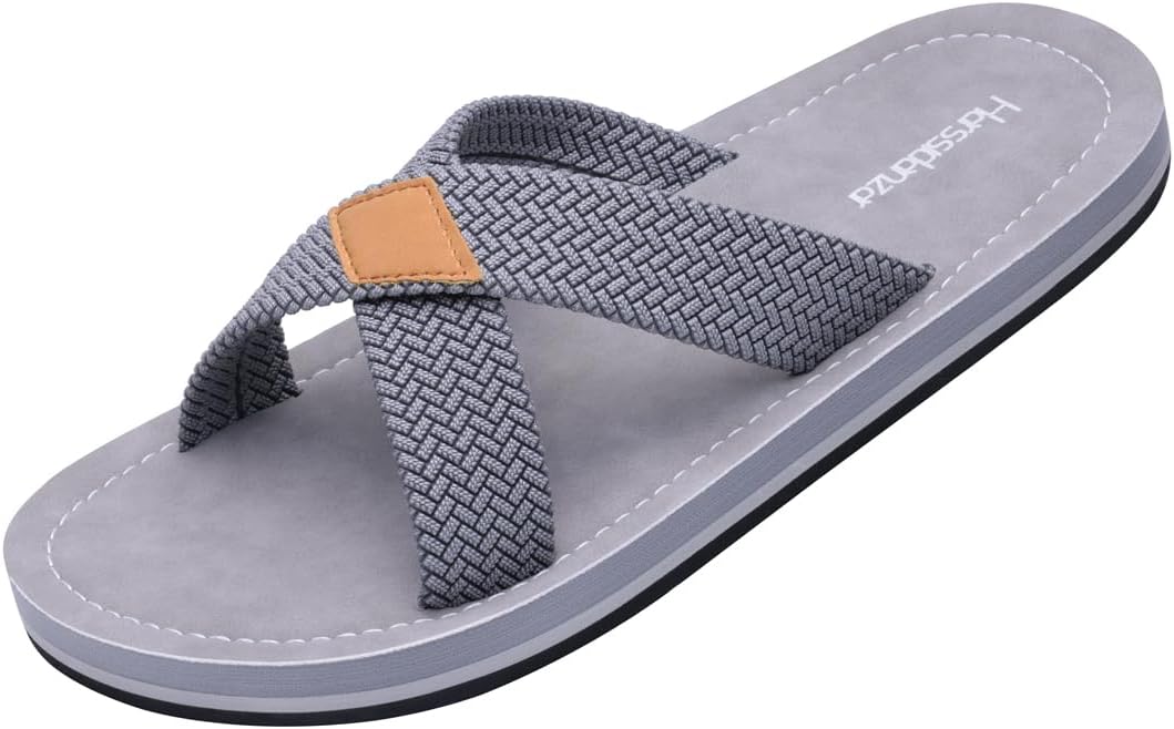 Harssidanzar Zapatillas cruzadas masculinas sandalias ligeras zapatillas de verano,ad