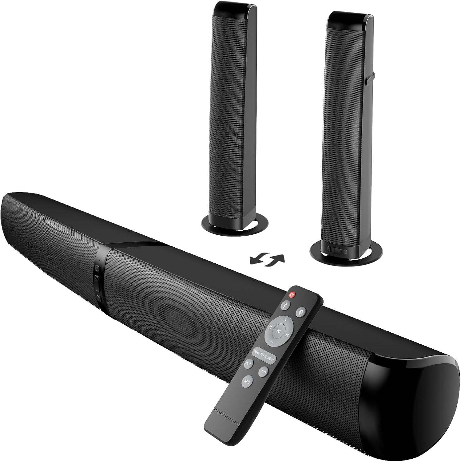 GarageRock Barra de Sonido TV, 2026 Upgrade 90W Soundbar, 2-en-1 Desmontable Barra So