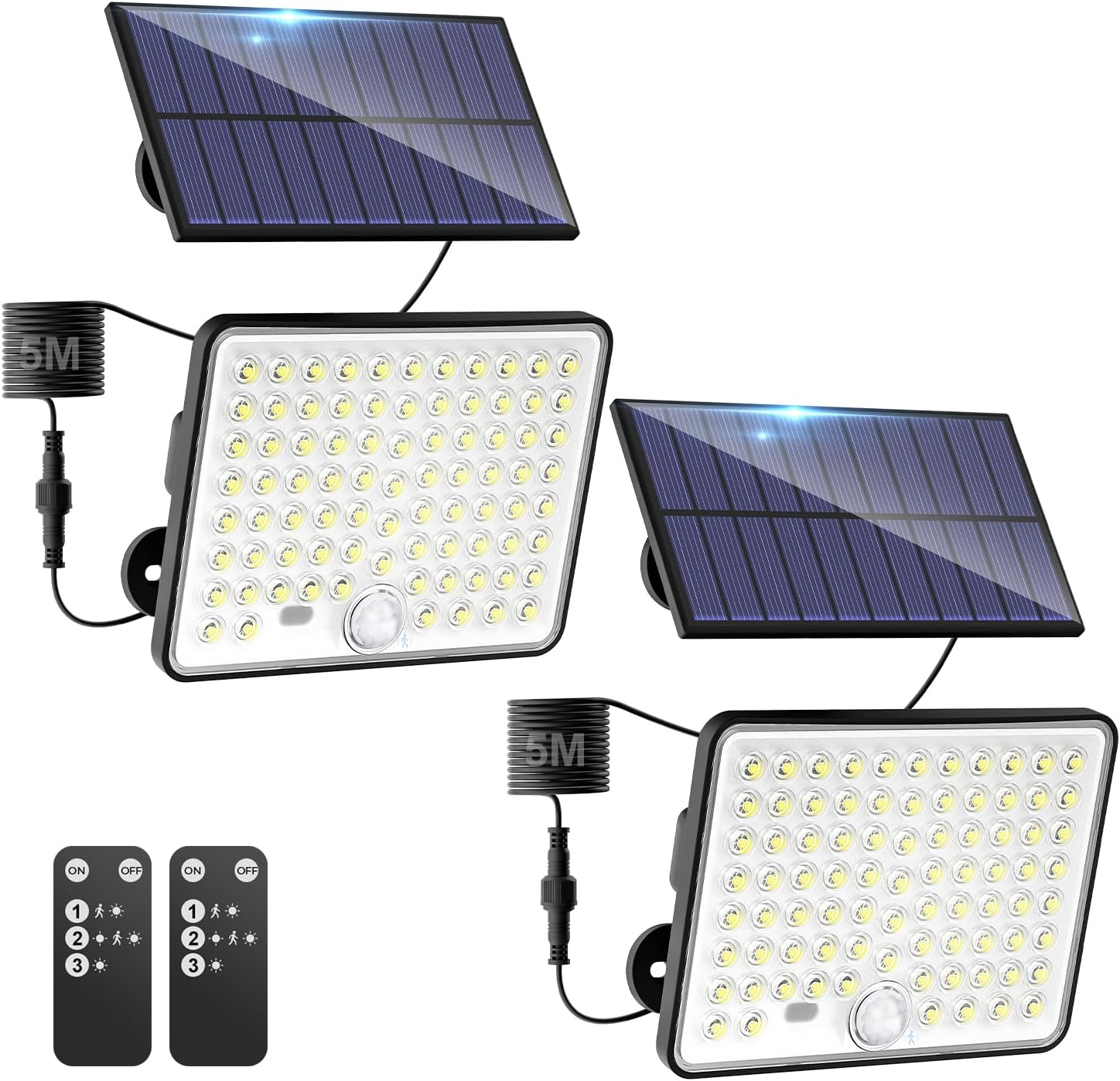 kolpop 2 Paquete Focos LED Exterior Solares,Focos LED Solares Sensor de Movimiento co