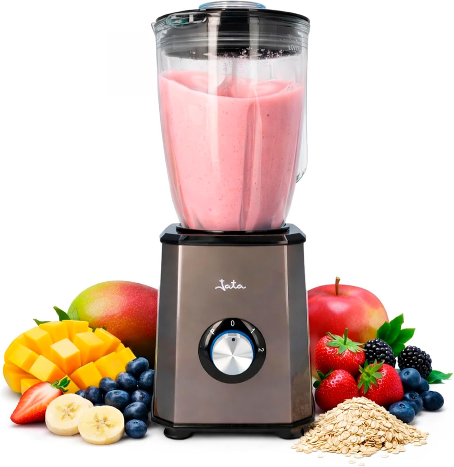 JATA JEBT1500 – Batidora de vaso de 1,5 litros. 2 velocidades   turbo. Cuerpo de acer