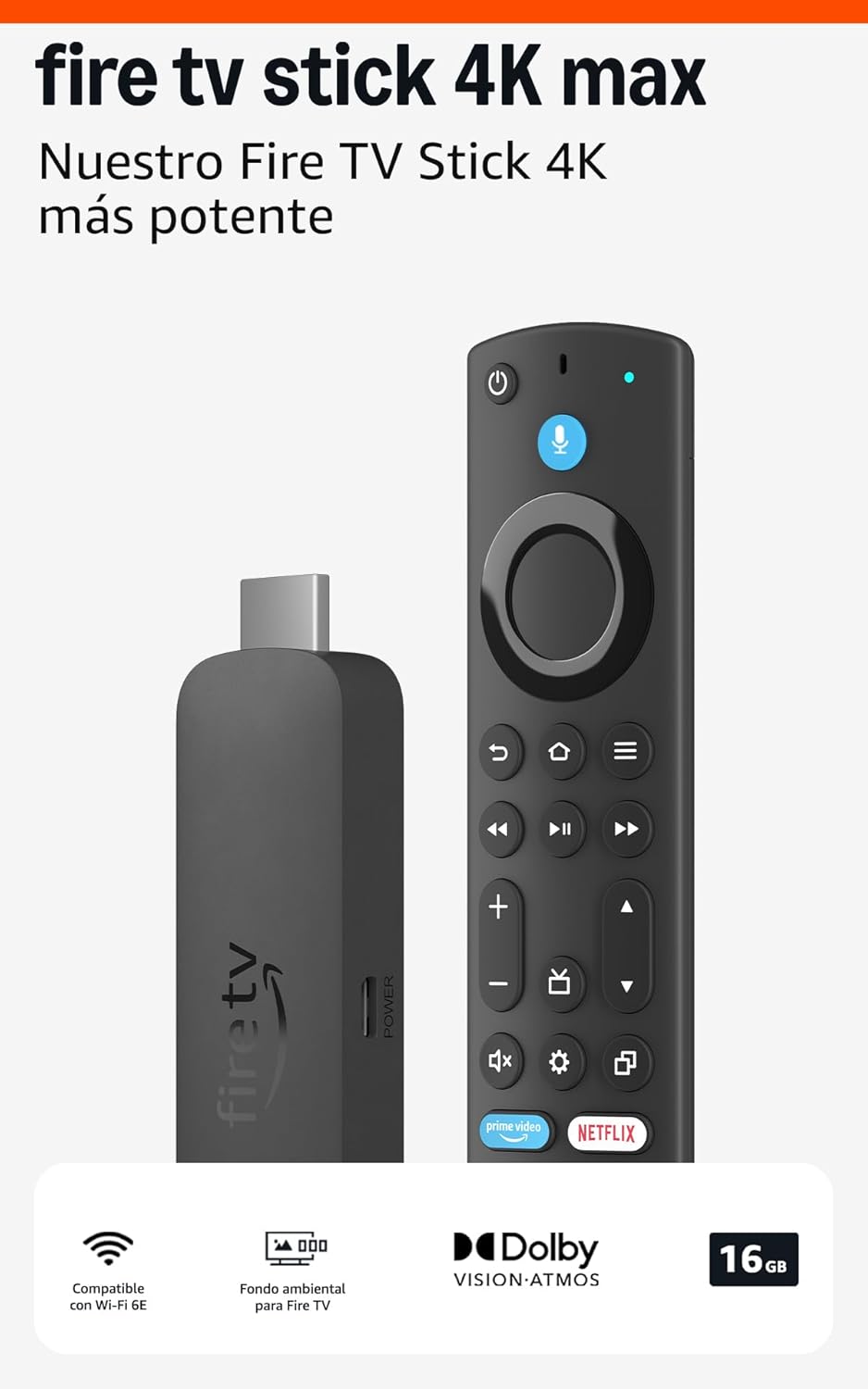 Amazon Fire TV Stick 4K Max (Última generación), Dispositivo de streaming compatible 