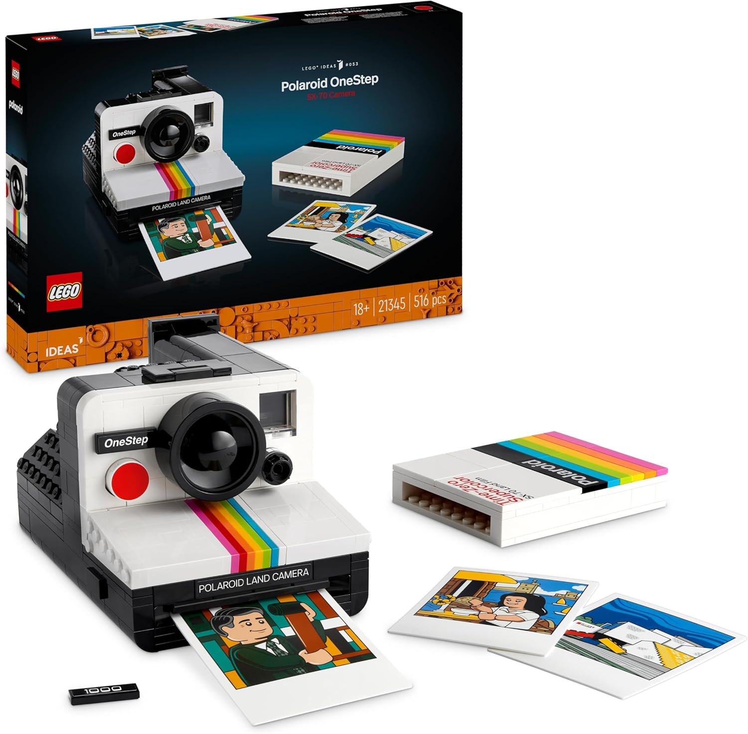 LEGO Ideas Cámara Polaroid OneStep SX-70, Regalo Vintage para Hombres, Mujeres y Fotó