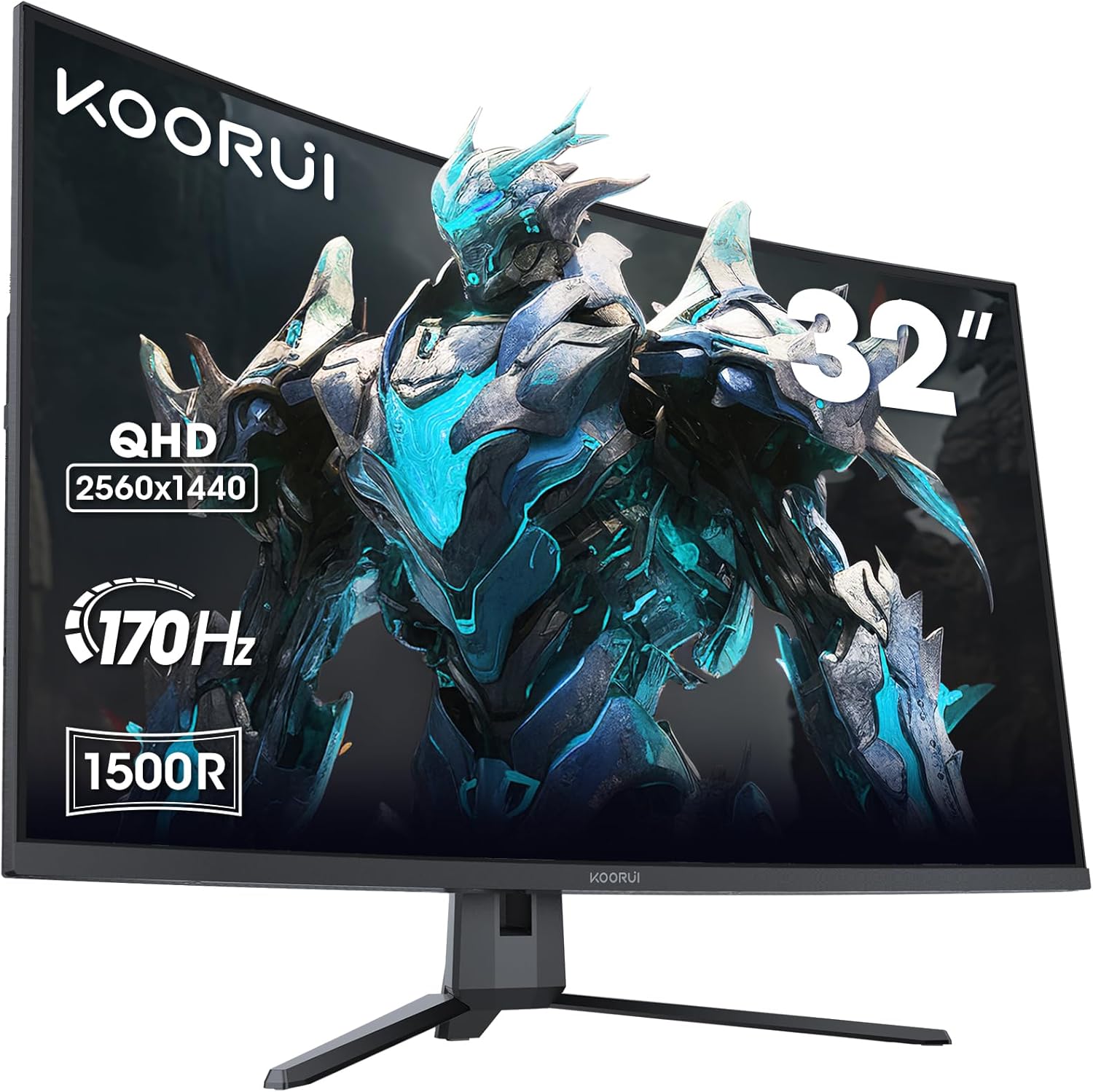 KOORUI Monitor Gaming Curvo 31,5″ Ultrawide, QHD 2560×1440, 170HZ, 1500R, 1ms, VA 300