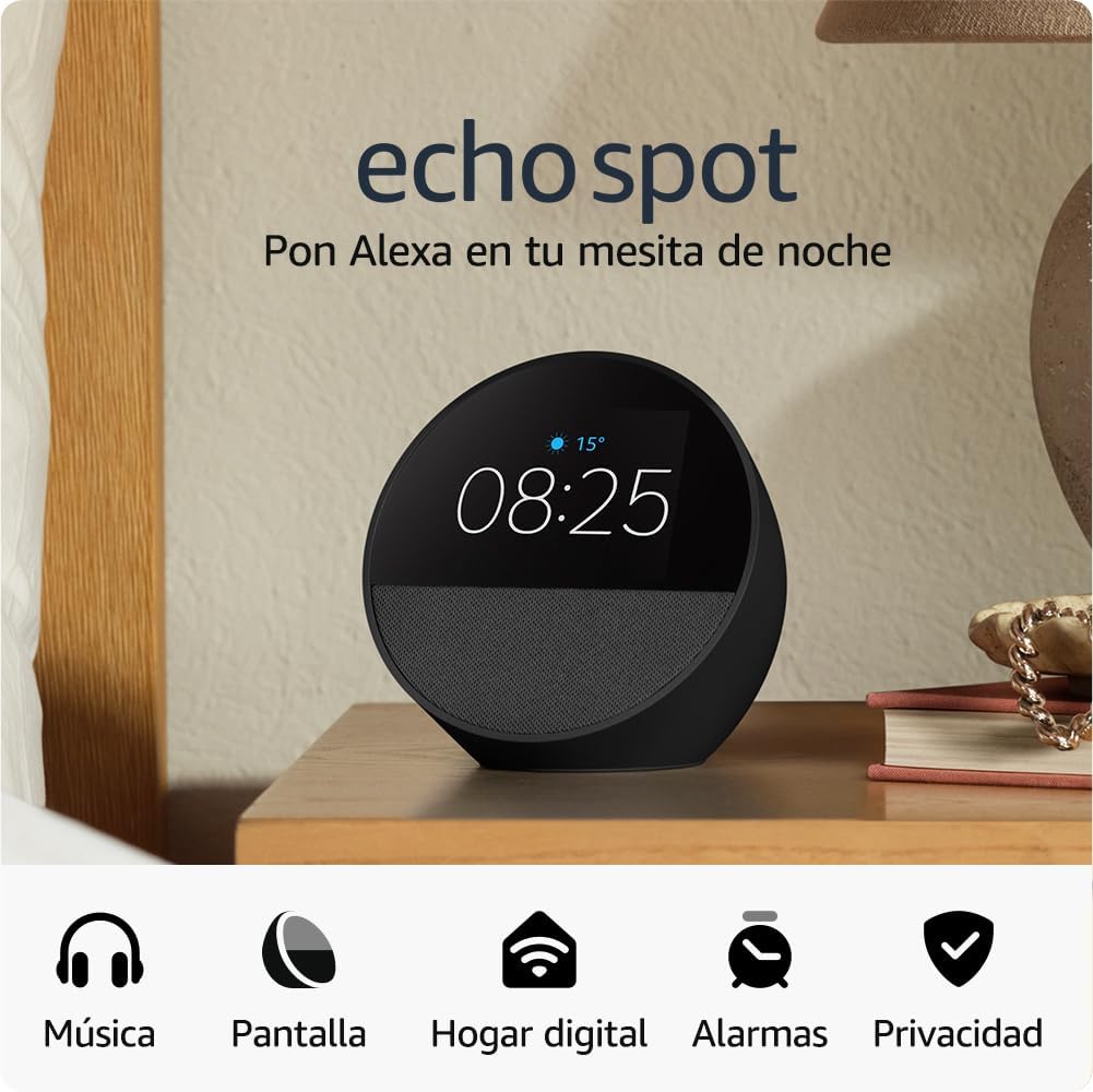 Amazon Echo Spot (última generación) | Despertador inteligente con sonido de calidad|