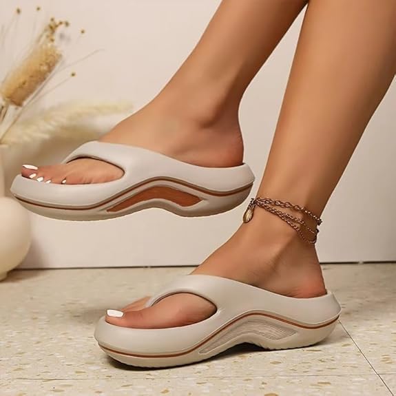 Chanclas de plataforma para mujer, sandalias con cojín con soporte de arco, pantuflas
