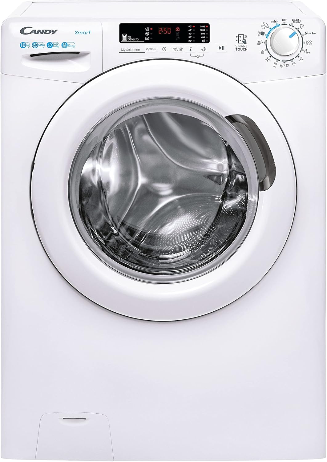 Candy Smart CS 14102DE/1-S, Lavadora 10 KG, 1400 RPM, Pantalla Digital y Mando, Tecno