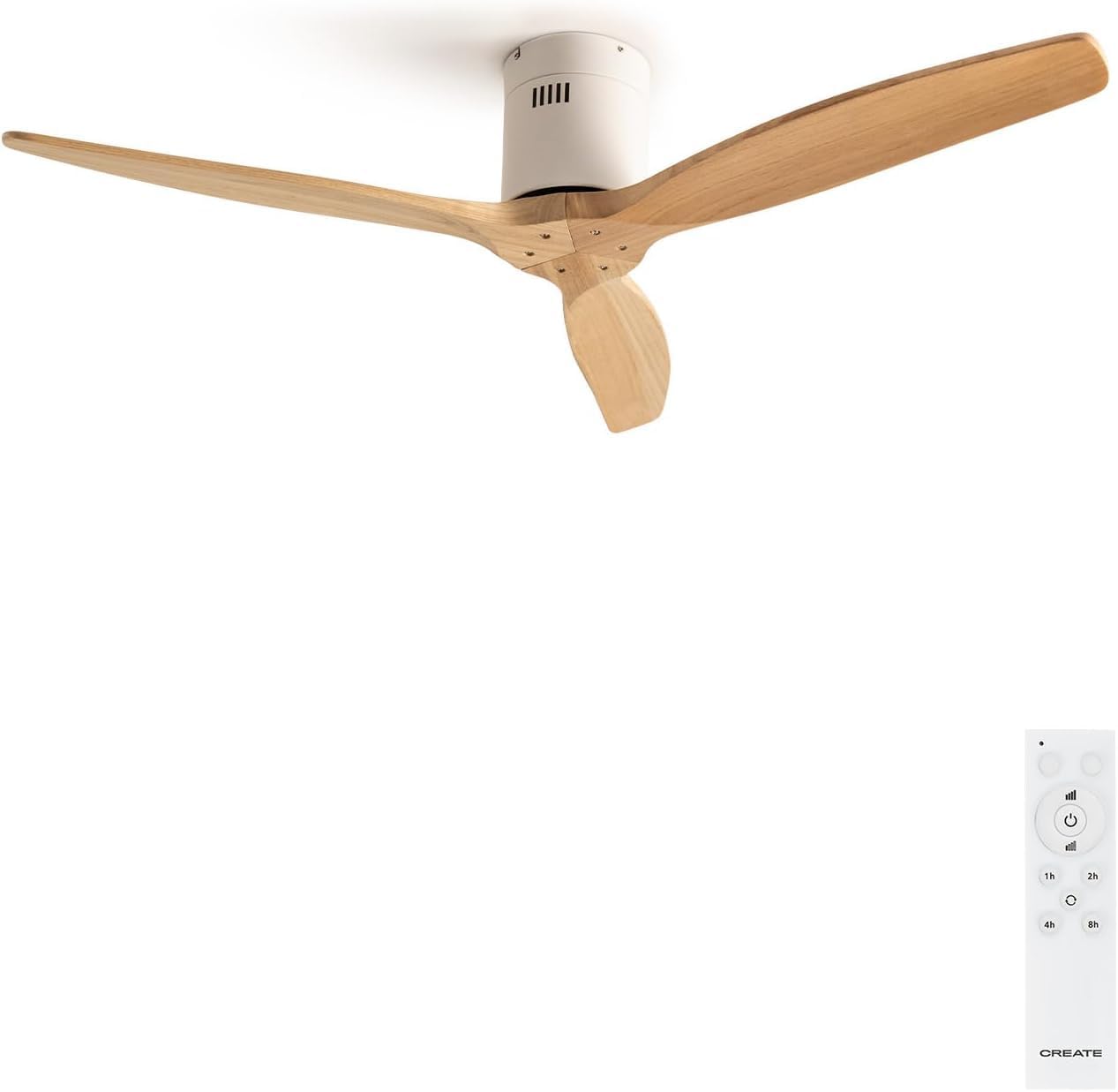 CREATE/WINDCALM/Ventilador de techo ABS blanco aspas efecto madera clara y mando / 40