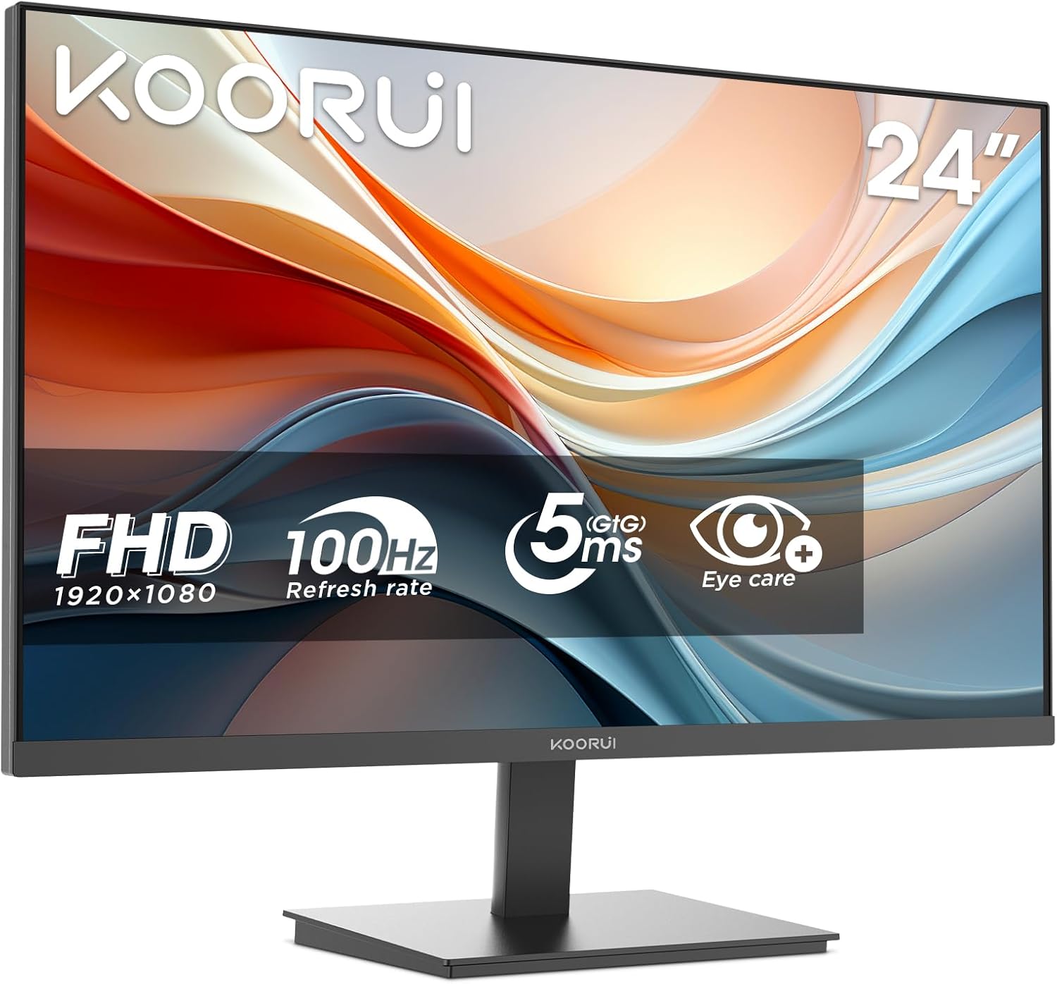 KOORUI E2412F Monitor 24 Pulgadas, Full HD VA 100Hz, Pantalla Ultra Fina y Ligera (19