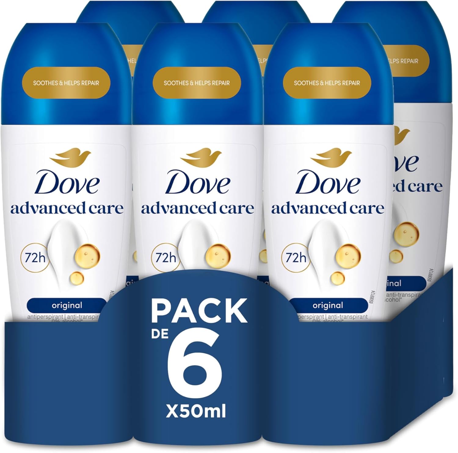 Dove Advanced Care Desodorante Roll-On 48h Original Sin Alcohol para Mujer, con Aceit