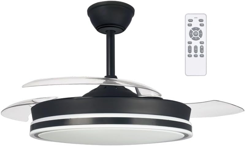 wonderlamp – Ventilador de techo retrláctil con aspas plegables Surpino Negro, Ventil