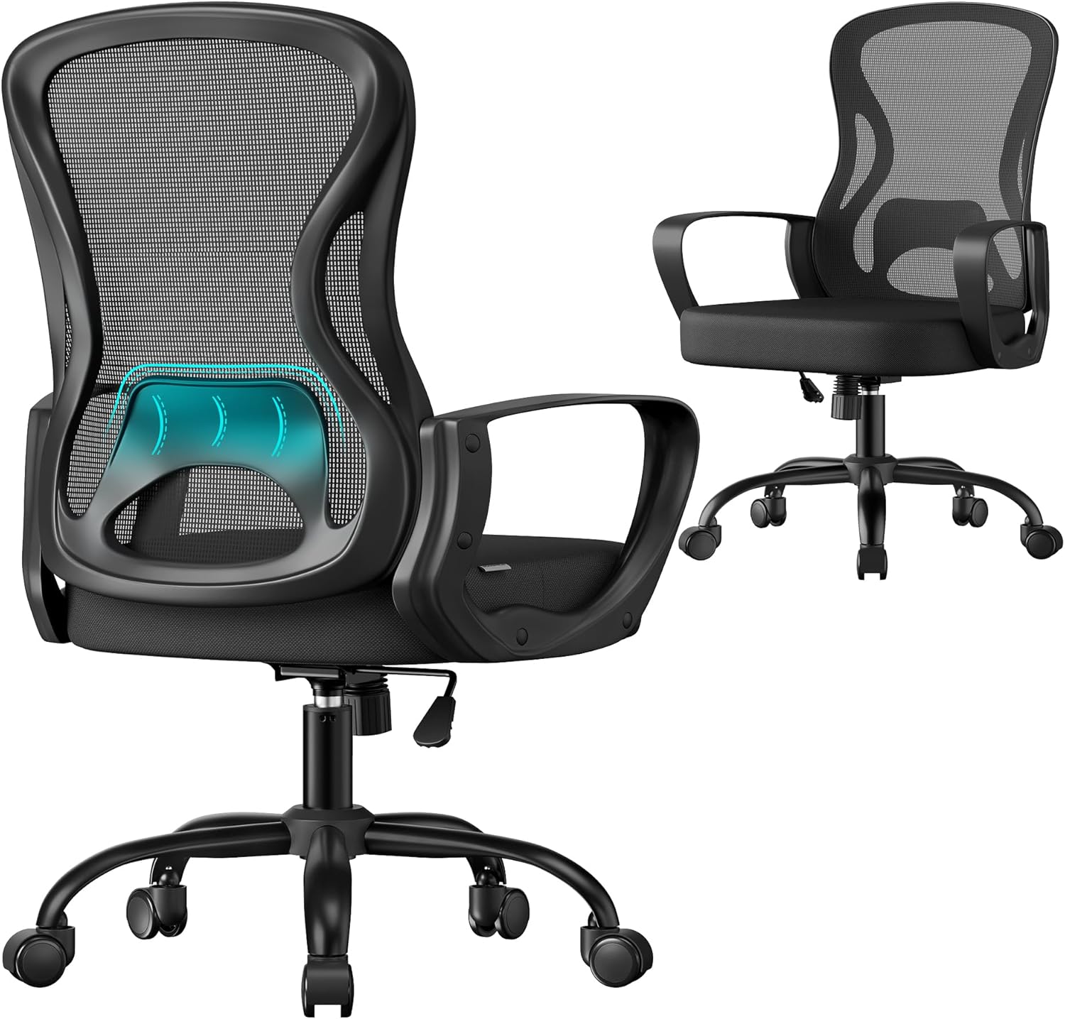 SONGMICS Silla de Oficina Ergonómica, Silla de Escritorio Giratoria de Malla con Sopo
