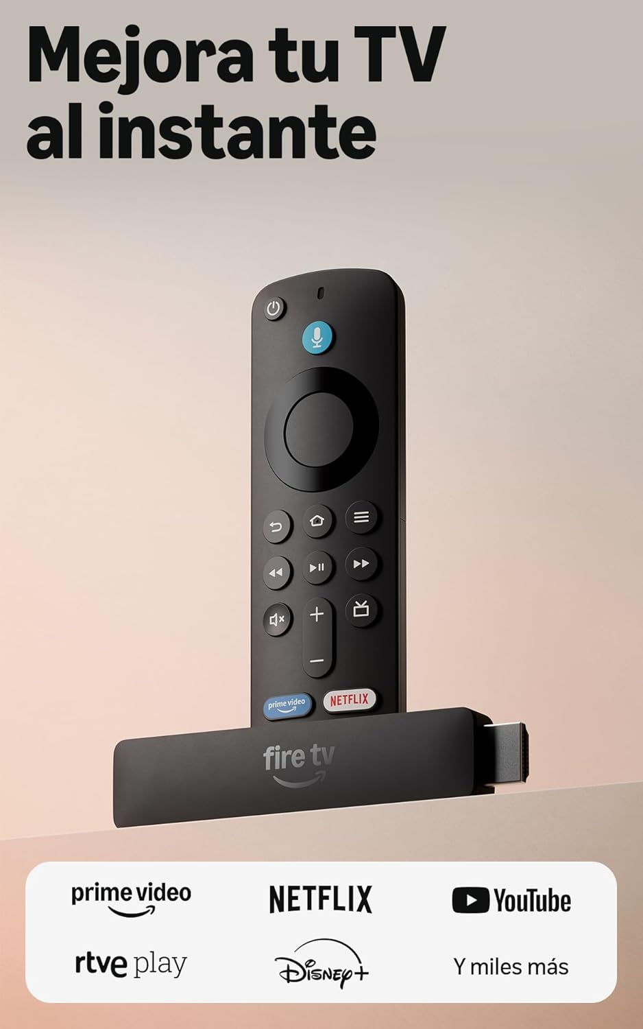 Amazon Fire TV Stick HD (última generación), con TV en directo gratuita, mando por vo