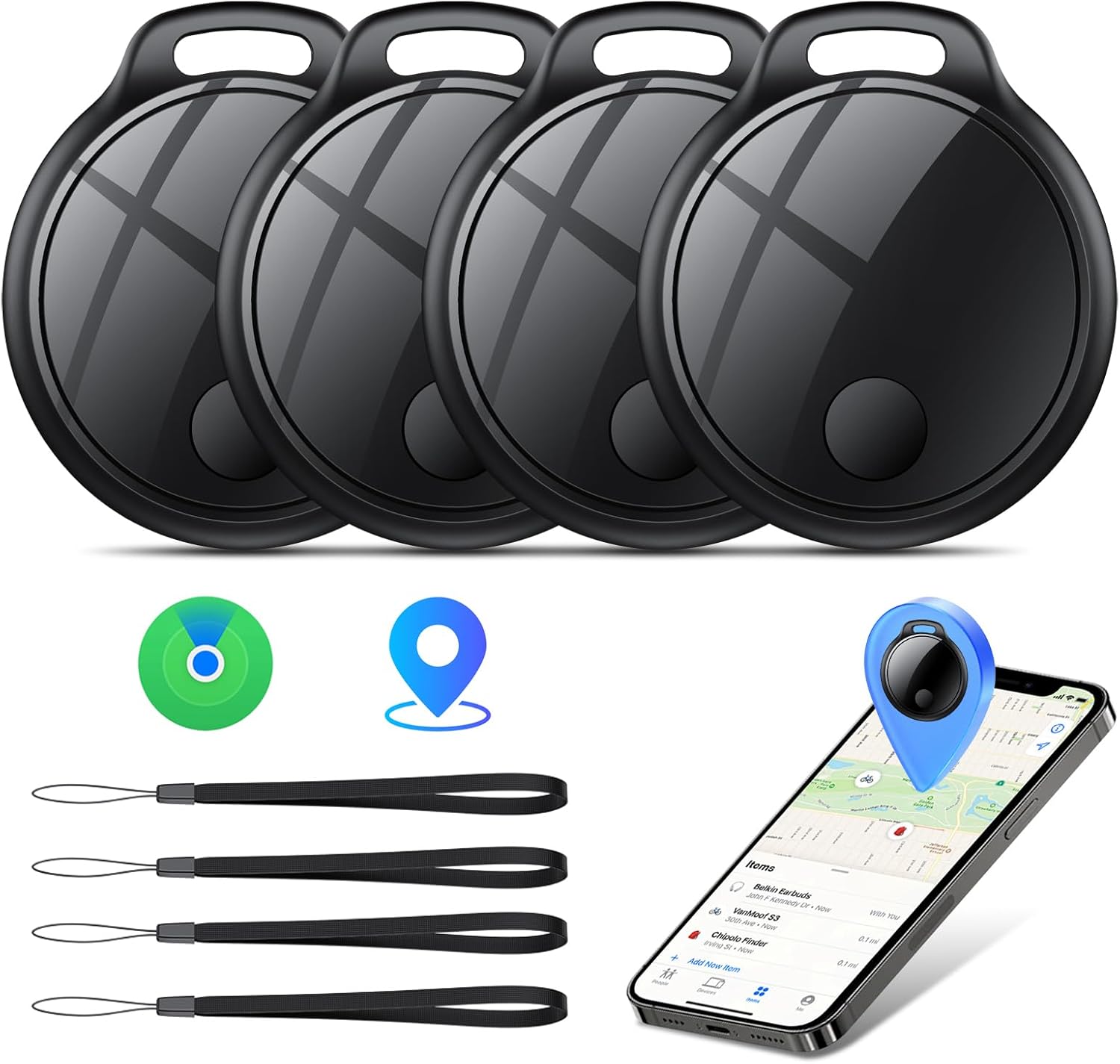 Air Tracker Tag 4 Piezas Nero, Air Tracker Funciona Bluetooth Encuentra Objetos Compa