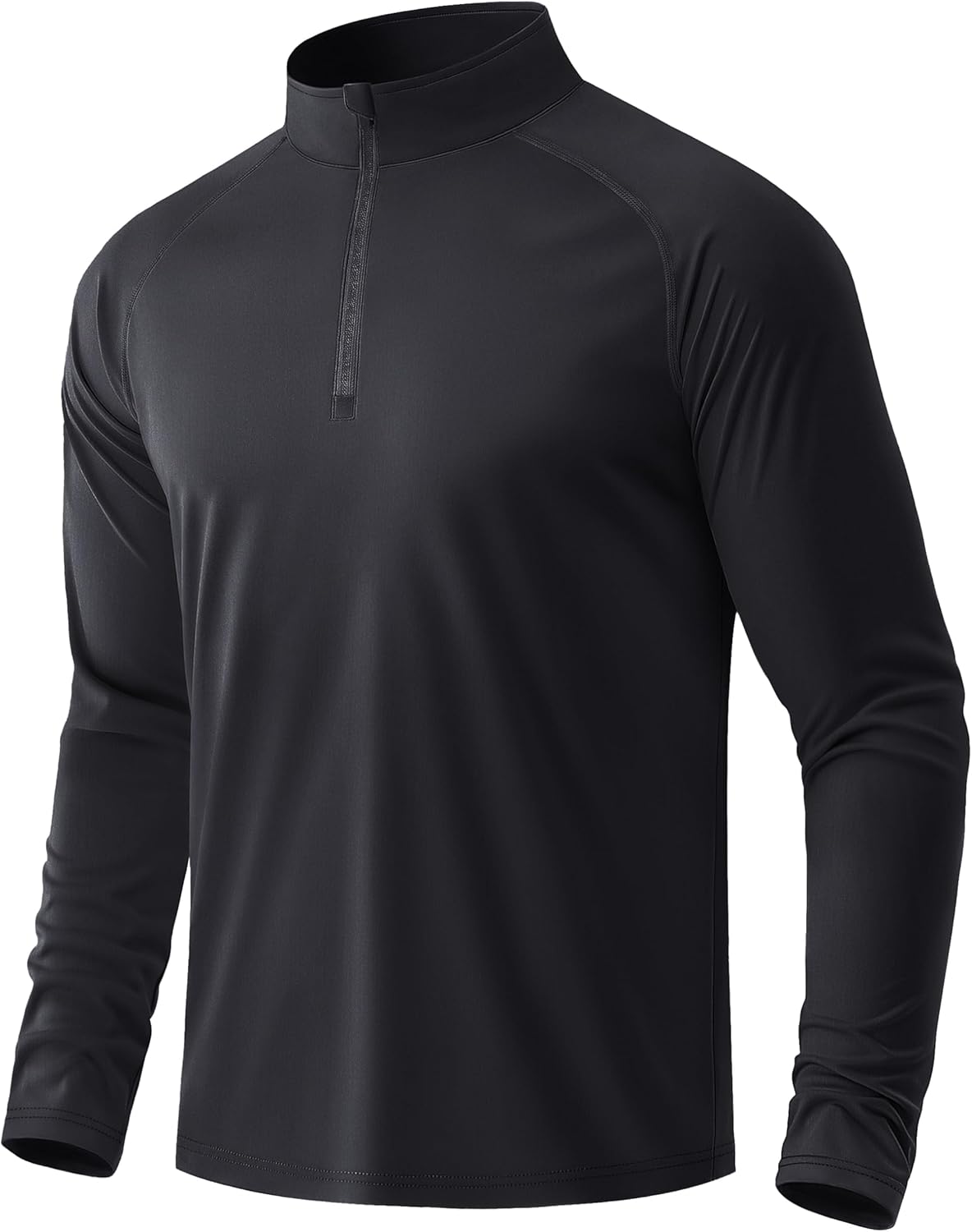 MAGCOMSEN Camiseta Manga Larga Hombre Deporte con Cremallera 1/4, Protección UPF 50 ,