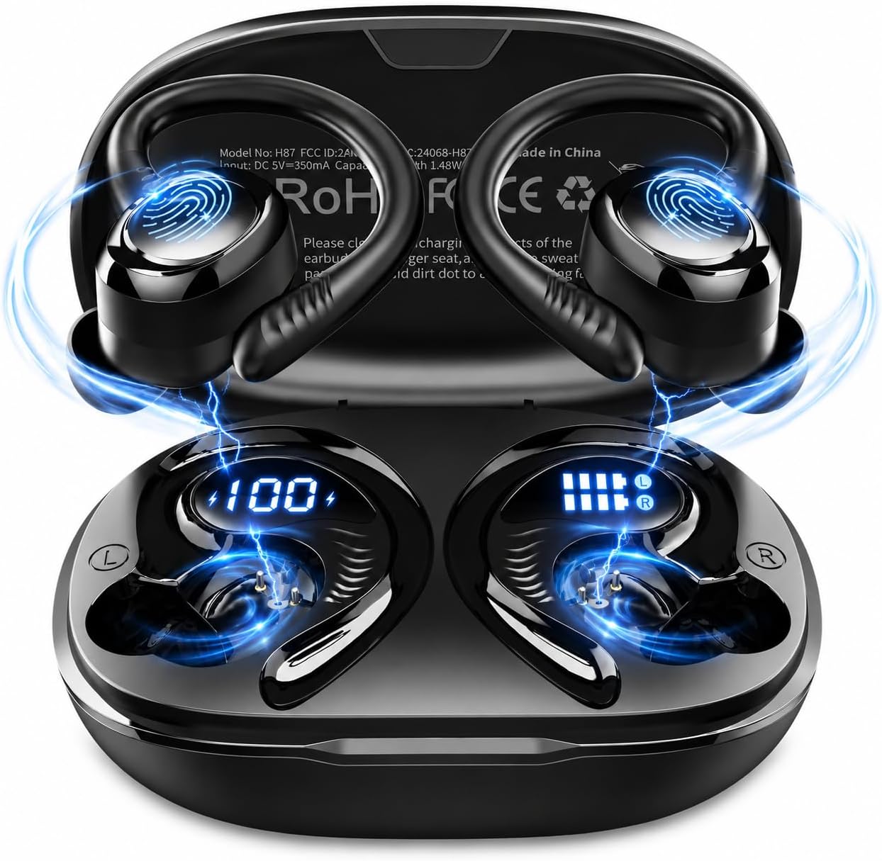 Auriculares Inalámbricos Bluetooth Deportivos, 60H Auriculares Bluetooth 5.4 con HiFi