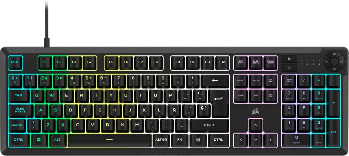 Corsair K55 Core RGB Teclado de Membrana con Cable para Juegos – QWERTY español – Int